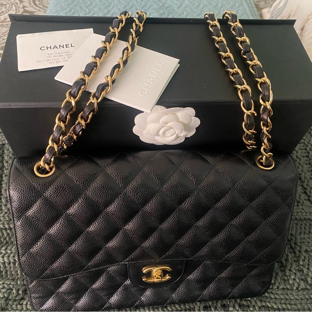 Chanel caviar large double flap bag black $11,500